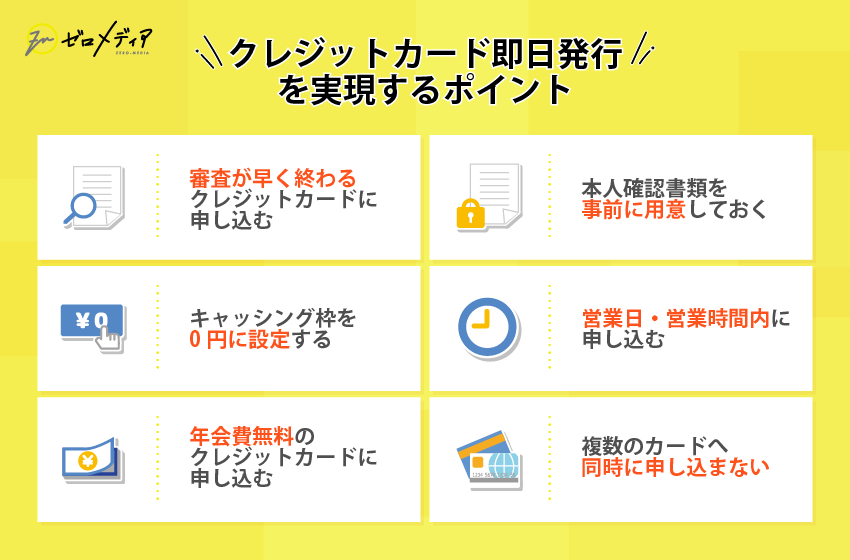 クレジットカード即日発行を実現する6つのポイント
