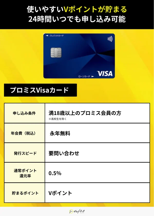 プロミスVisaカードの特徴 年会費無料でVポイントが貯まる審査にやさしいクレジットカード