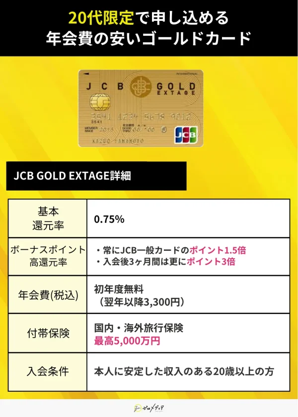 JCB GOLD EXTAGE スペック表 ゴールドカードおすすめ