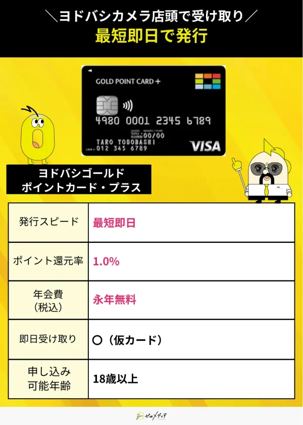 ヨドバシゴールドポイントカード・プラス スペック表 クレジットカード 即日発行