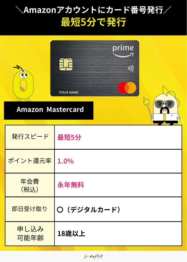 Amazon Mastercard スペック表 クレジットカード 即日発行