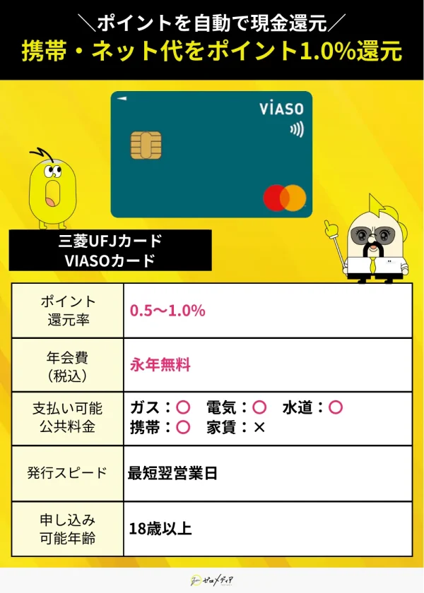 VIASOカード　スペック表 公共料金　クレジットカード