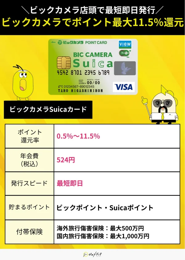 ビックカメラSuicaカード スペック表 Visaカード おすすめ
