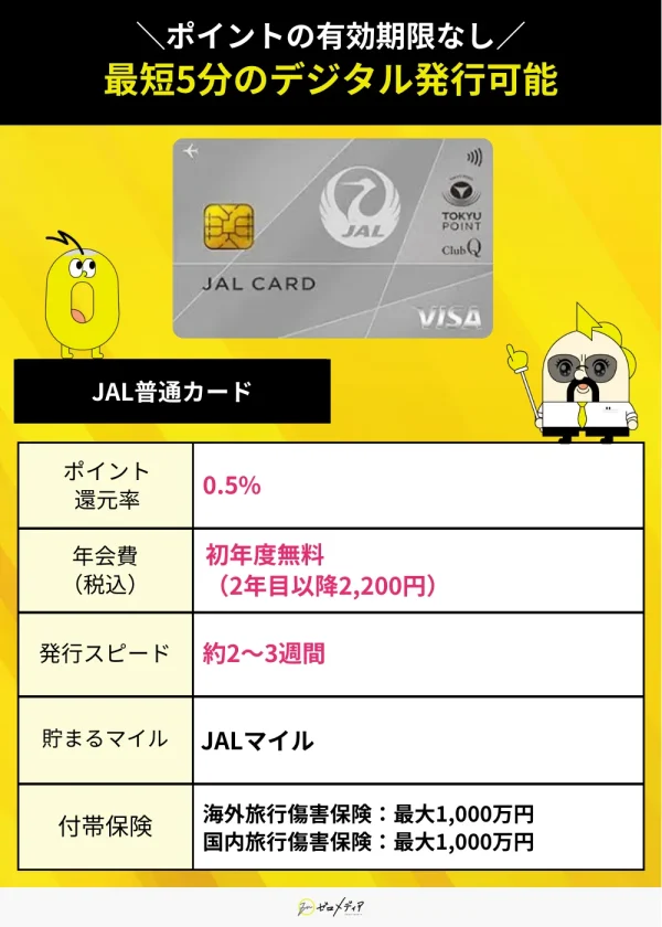 JAL普通カード スペック表 Visaカード おすすめ