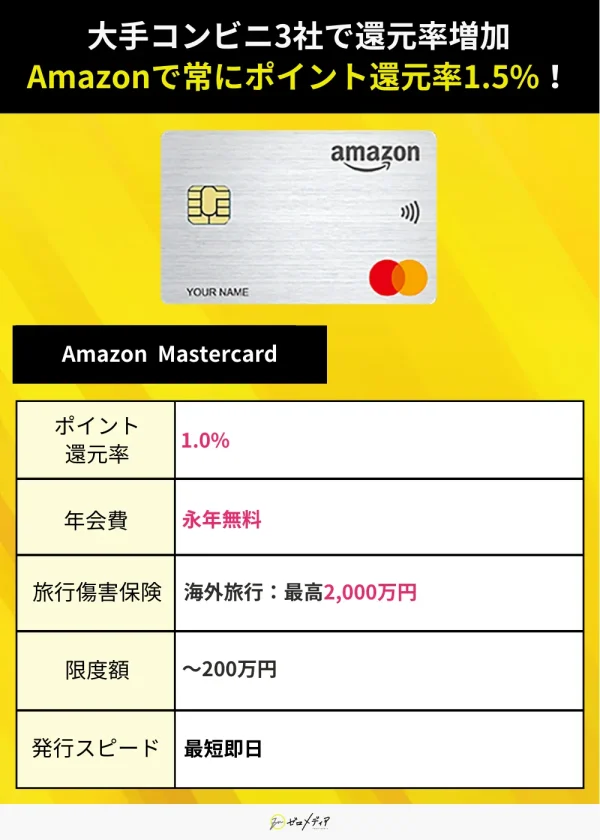Amazon Mastercard スペック表 マスターカード おすすめ