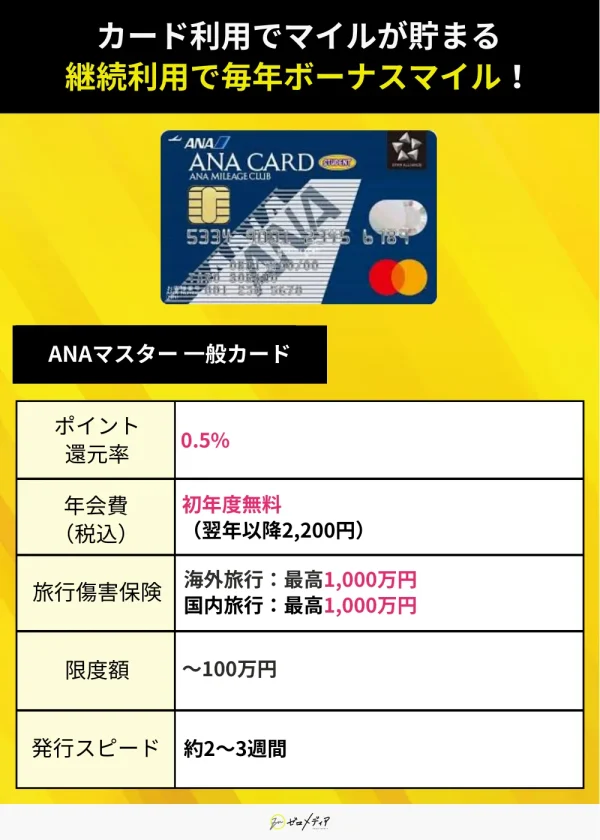 ANAマスター一般カード スペック表 マスターカード おすすめ