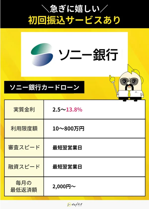 ソニー銀行カードローン詳細