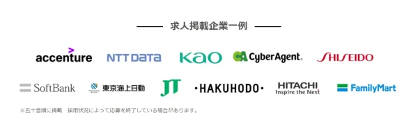 リクルートエージェントが紹介実績のある大手企業