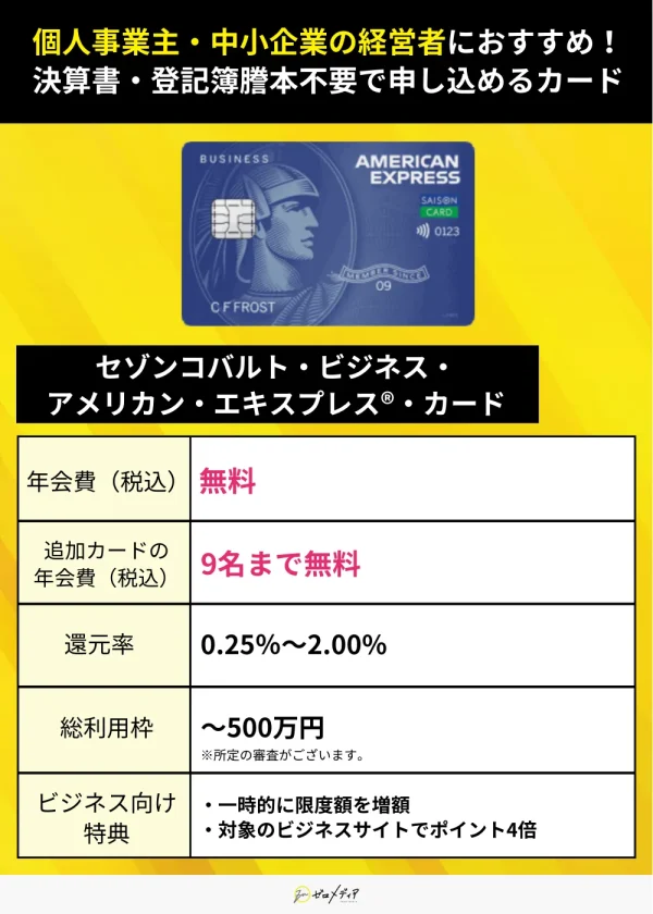 法人・ビジネスカード案件5　セゾンコバルト・ビジネス・アメリカン・エキスプレス®・カード　紹介画像