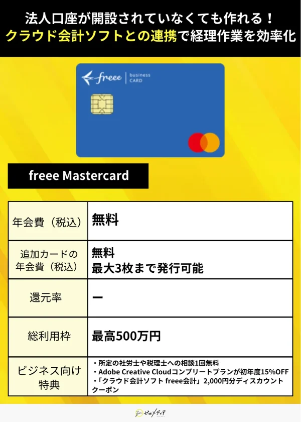 法人・ビジネスカード案件23　freee Mastercard 紹介画像