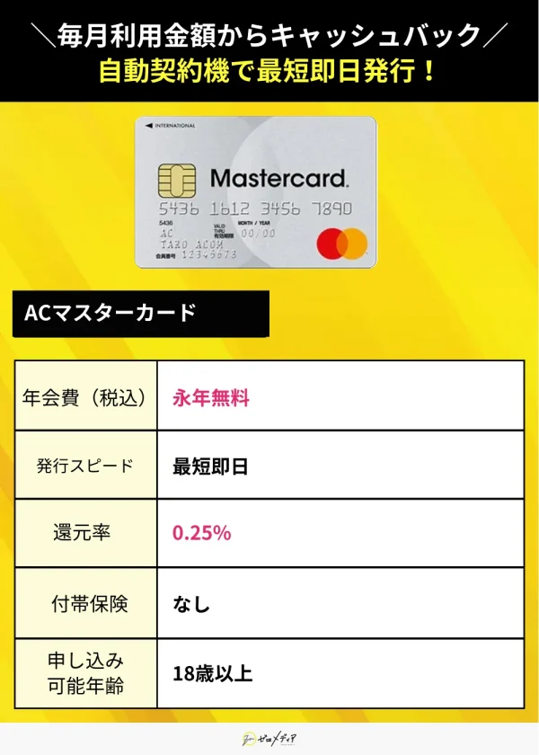 ACマスターカード スペック表 クレジットカード おすすめ