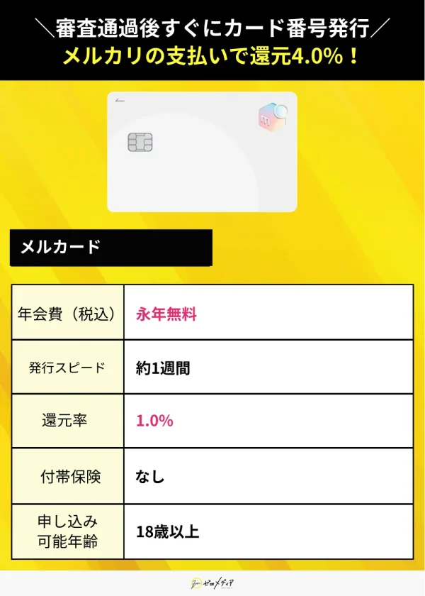 メルカード スペック表 クレジットカード おすすめ