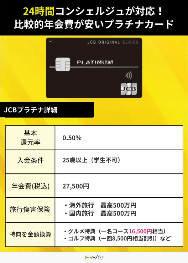 「 JCBプラチナ」詳細画像　プラチナカード用