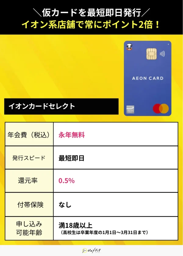 イオンカードセレクト スペック表 クレジットカード おすすめ