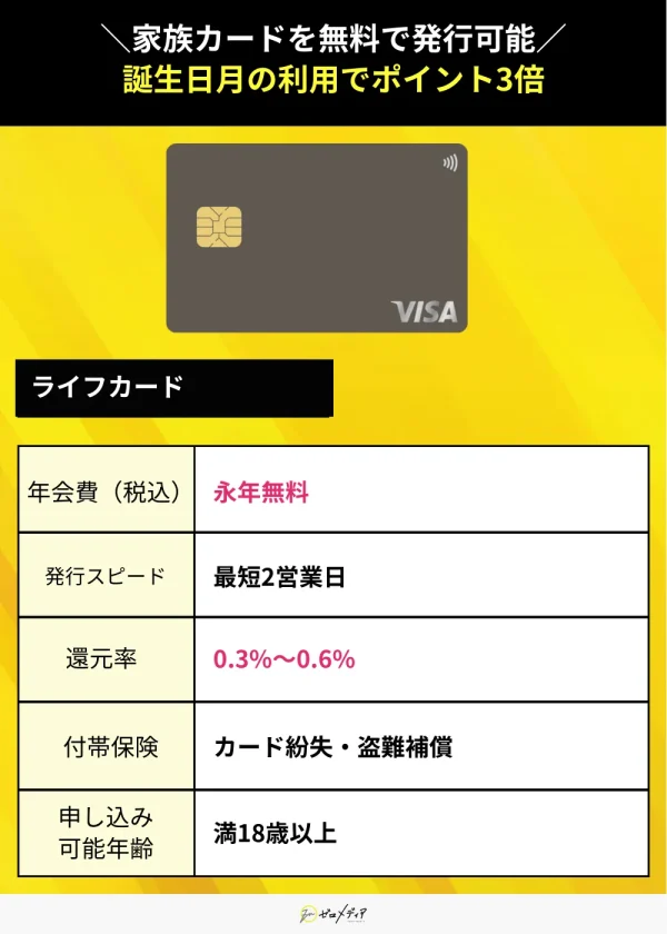 ライフカード 年会費無料 クレジットカード