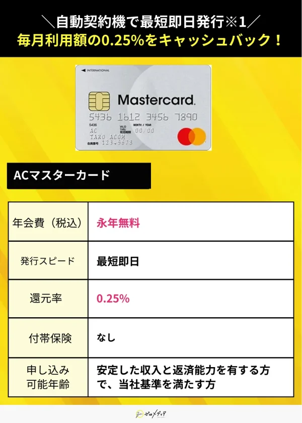 ACマスターカード 年会費無料 クレジットカード