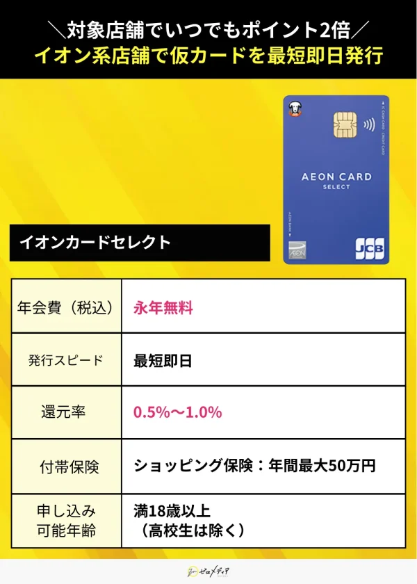 イオンカードセレクト 年会費無料 クレジットカード