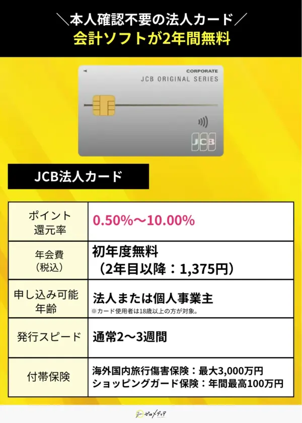 JCB法人カード 還元率 年会費 スペック表